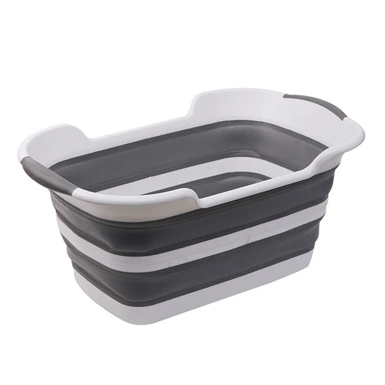 New silicone PP folding bathtub, multi-functional foldable pet/baby bathtub, with drain holes, laundry storage basket