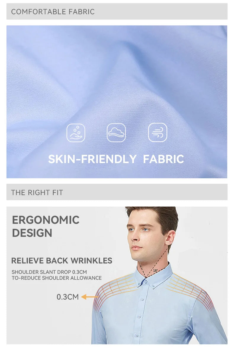 Men's Four-sided Elastic Solid Color Non-iron Shirt Anti-wrinkle Business Shirt