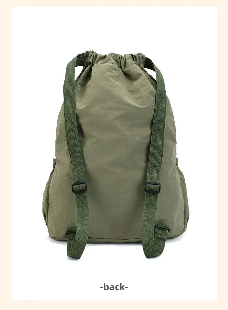 Fashionable Lightweight Drawstring Backpack: Large-Capacity Waterproof Sports Bag for School, Books, Outdoor Activities, Travel