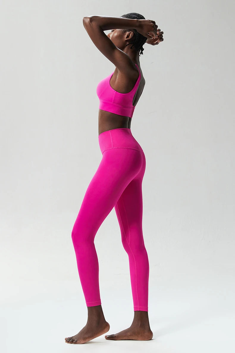 Two Pieces Fitness Yoga Set Women Solid Color Stretchy Soft Gym Suit Breathable Quick Dry Running Sportswear Workout Clothes