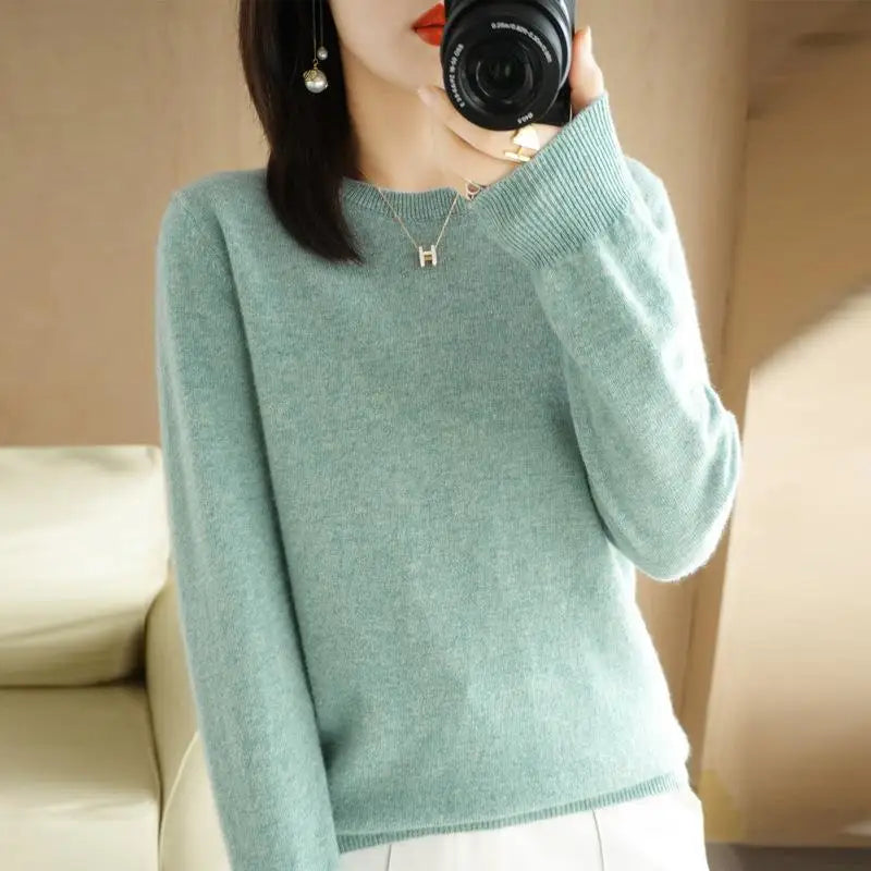 2026 Women Sweater Spring Autumn Long Sleeve O-neck Pullovers Warm Bottoming Shirts Korean Fashion Sweater Knitwear Soft Jumpers