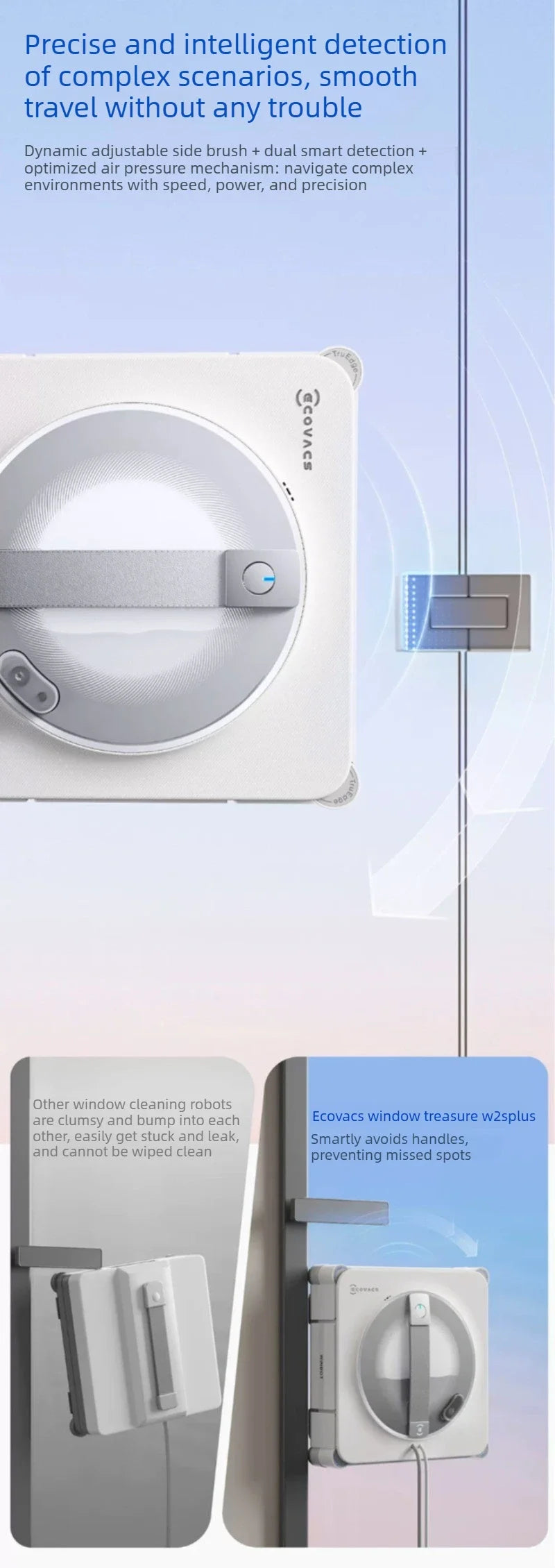 ECOVACS W2S PLUS Window Cleaning Robot Multi Functional Automatic Electric Window Glass Cleaner Smart Cleaning Machine