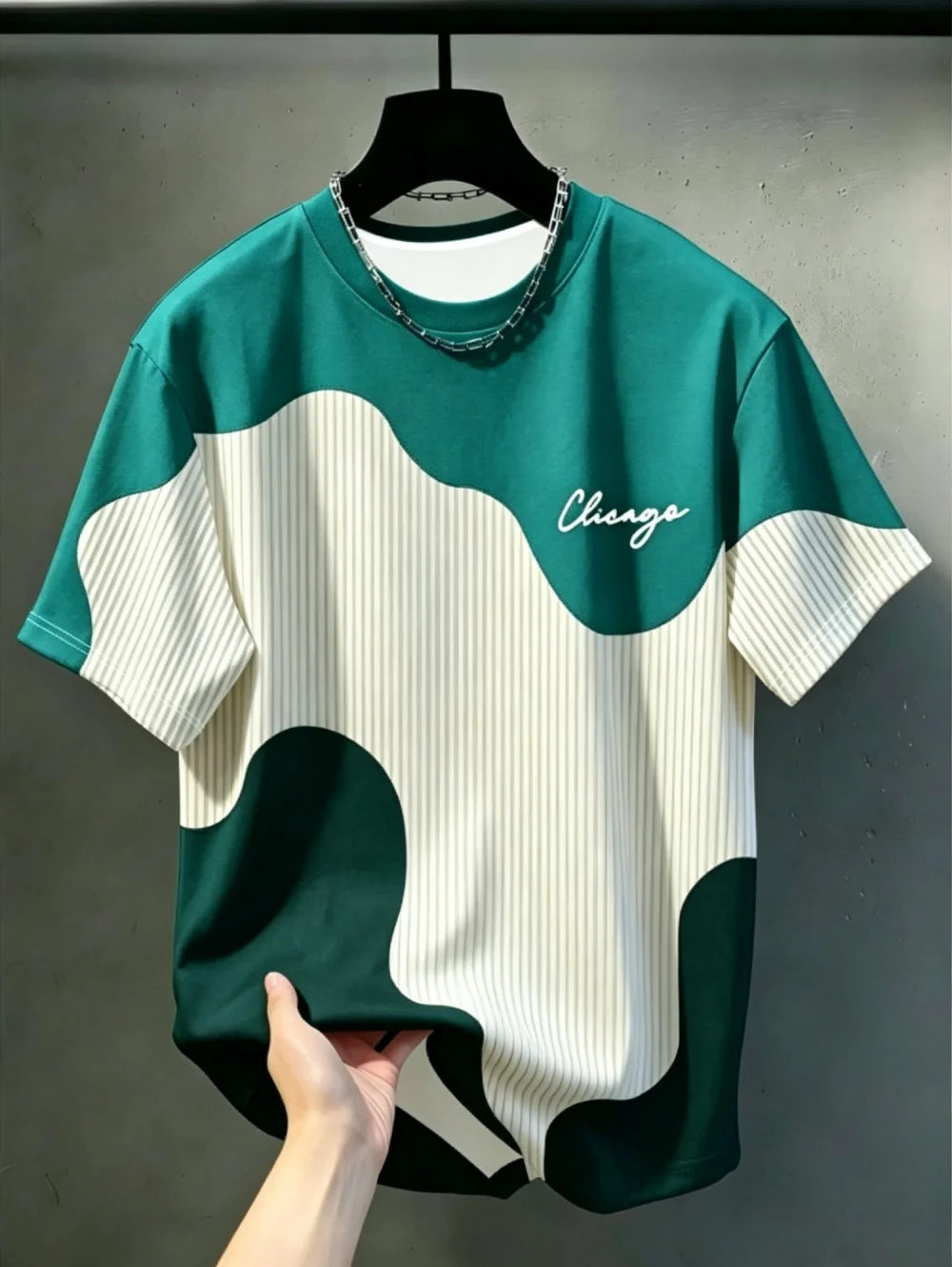 2026 New Summer Men's Short Sleeve T-Shirt Casual Fashion 3D Printed Color Blocking Design Streetwear Outdoor Unisex Clothing