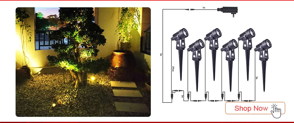 LED Lawn Light Lamp RGB Waterproof Spotlight Green Yellow Courtyard Landscape Illuminated Trees Lights Ground Mounted Floodlight