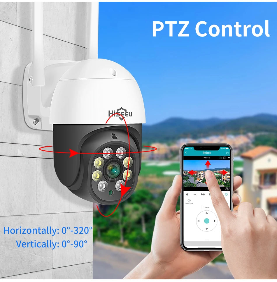 Hiseeu 2MP PTZ Wifi Smart Camera 5x Digital Zoom Human Detect Auto Tracking Wireless CCTV Video Surveillance IP Camera