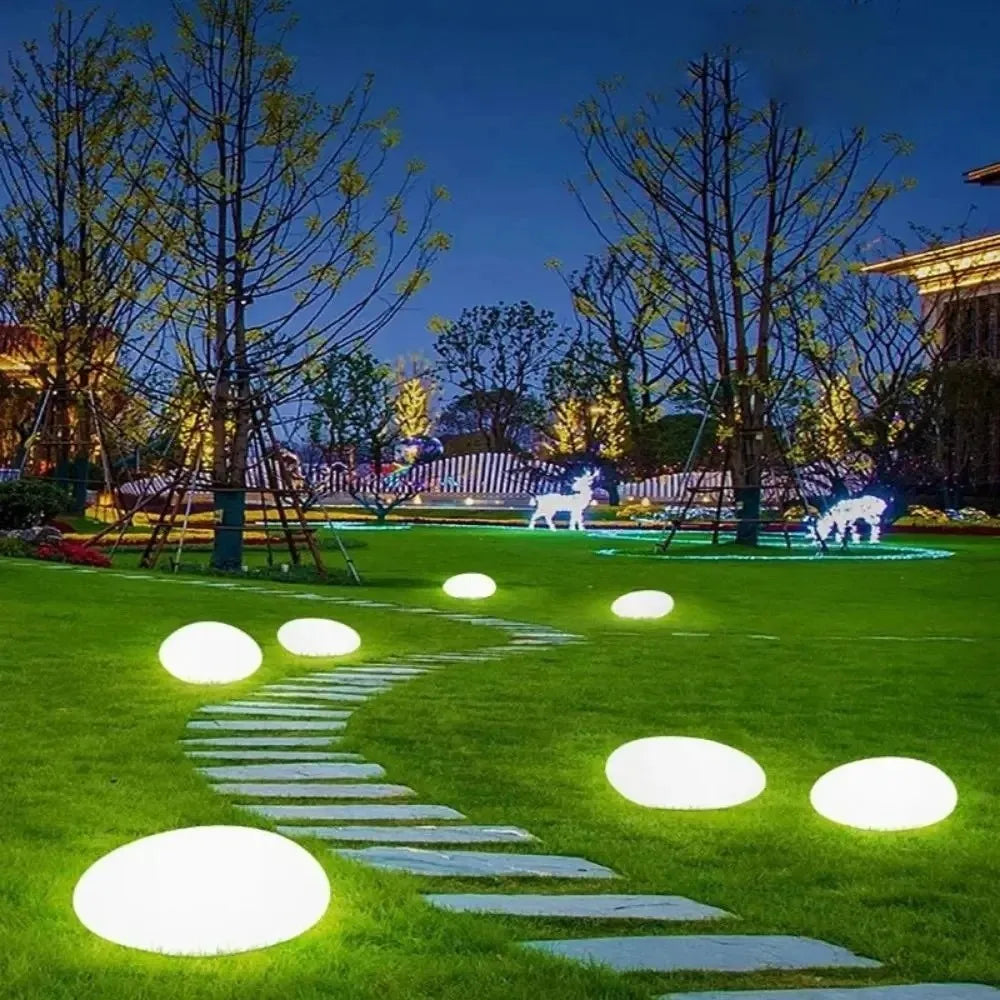 LED Solar Stone Light Solar Powered Decorative Frosted Glass Ground Lamp Waterproof Outdoor Waterproof Lantern Garden