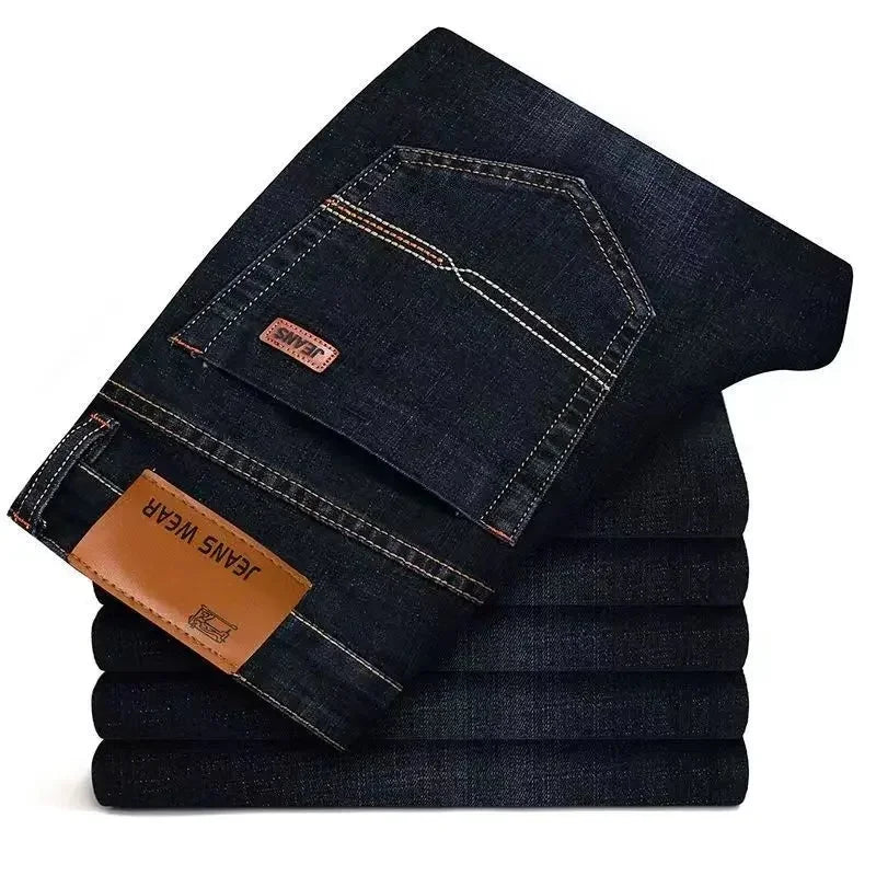 2025 Men's Jeans Casual Stretch Classic Blue Black Denim Pants Men Texture Jeans Versatile Item Interprets Denim Fashion Office