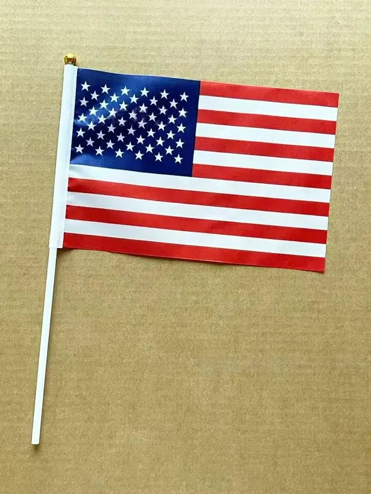 EOODLOVE 10/20/50 pieces 14 * 21cm American hand-held plastic stick flag outdoor celebration event American small flag
