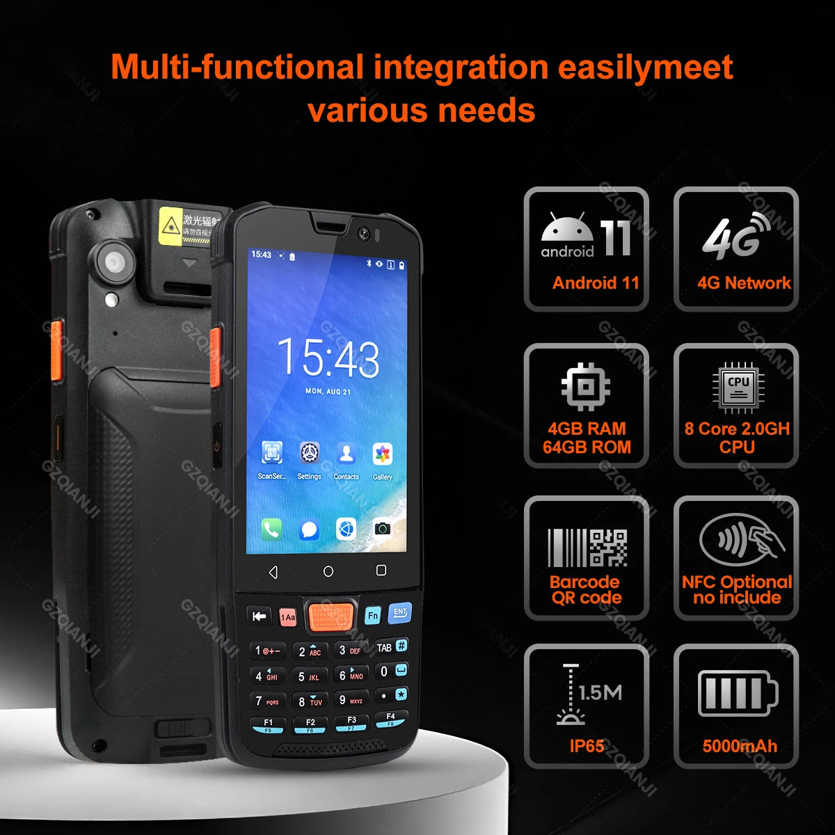 4GB+64GB Android 11 Handheld Terminal Iindustrial PDA 1D 2D QR Barcode Scanner Reader 4G WiFi NFC POS Data Collector