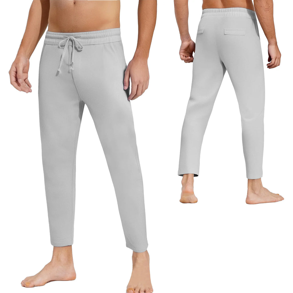 Mens Casual Loose Gym Jogging Fitness Sports Pants Drawstring Elastic Waistband Straight-Leg Trousers Yoga Training Sweatpants