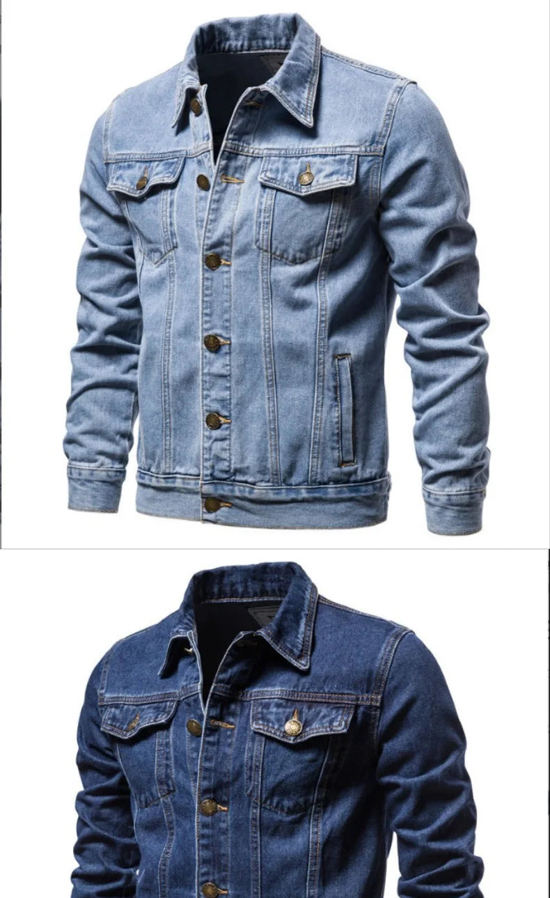 New Spring-autumn-winter Men's Denim Jacket, Japanese-style Casual, Youthful and Trendy Workwear Denim Coat, Men's Clothing