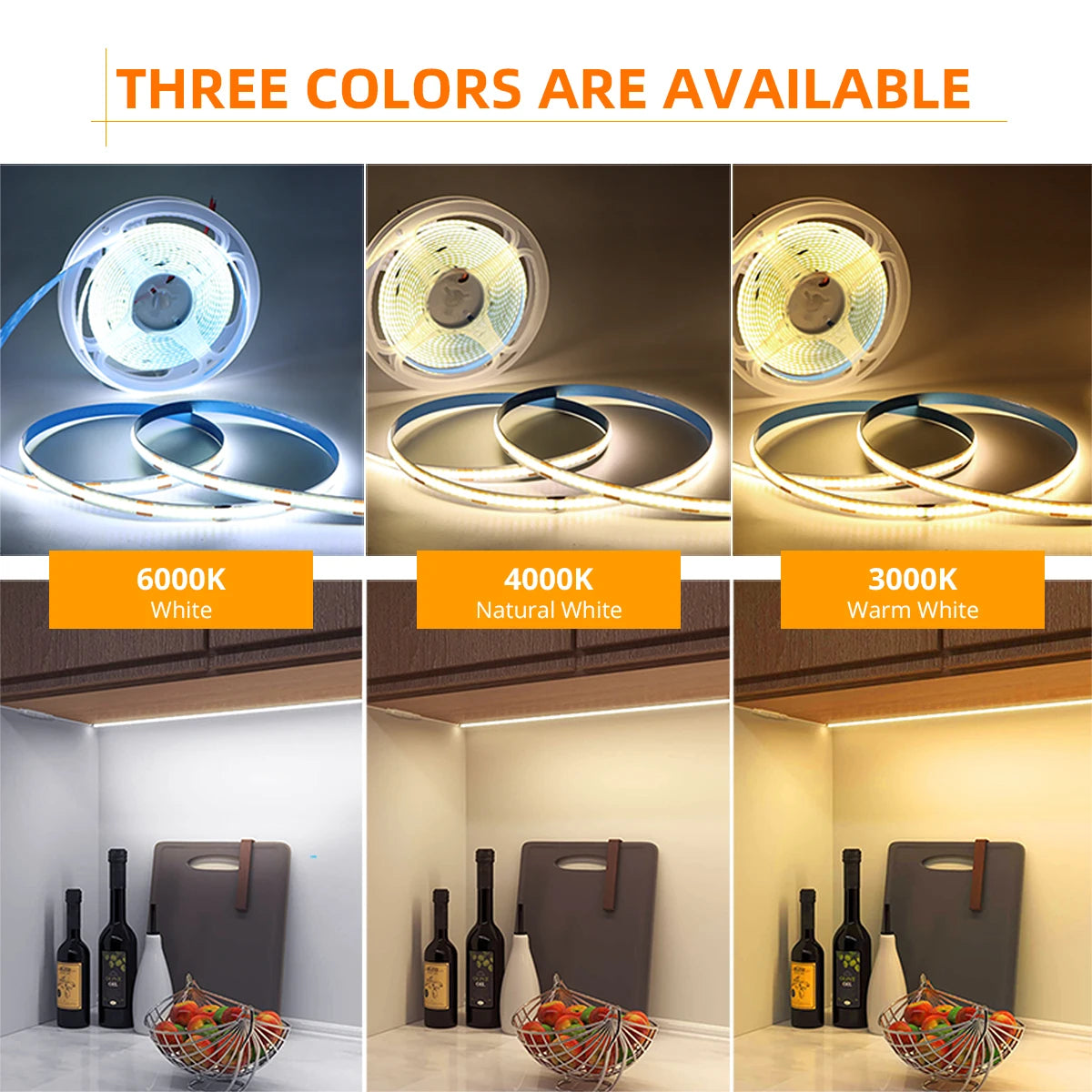 DC12V DuPont LED Light Cob Strips 1m -5m with 2M Cable Wire Under Cabinet Light for Centralized Control Lamp Kitchen Lighting