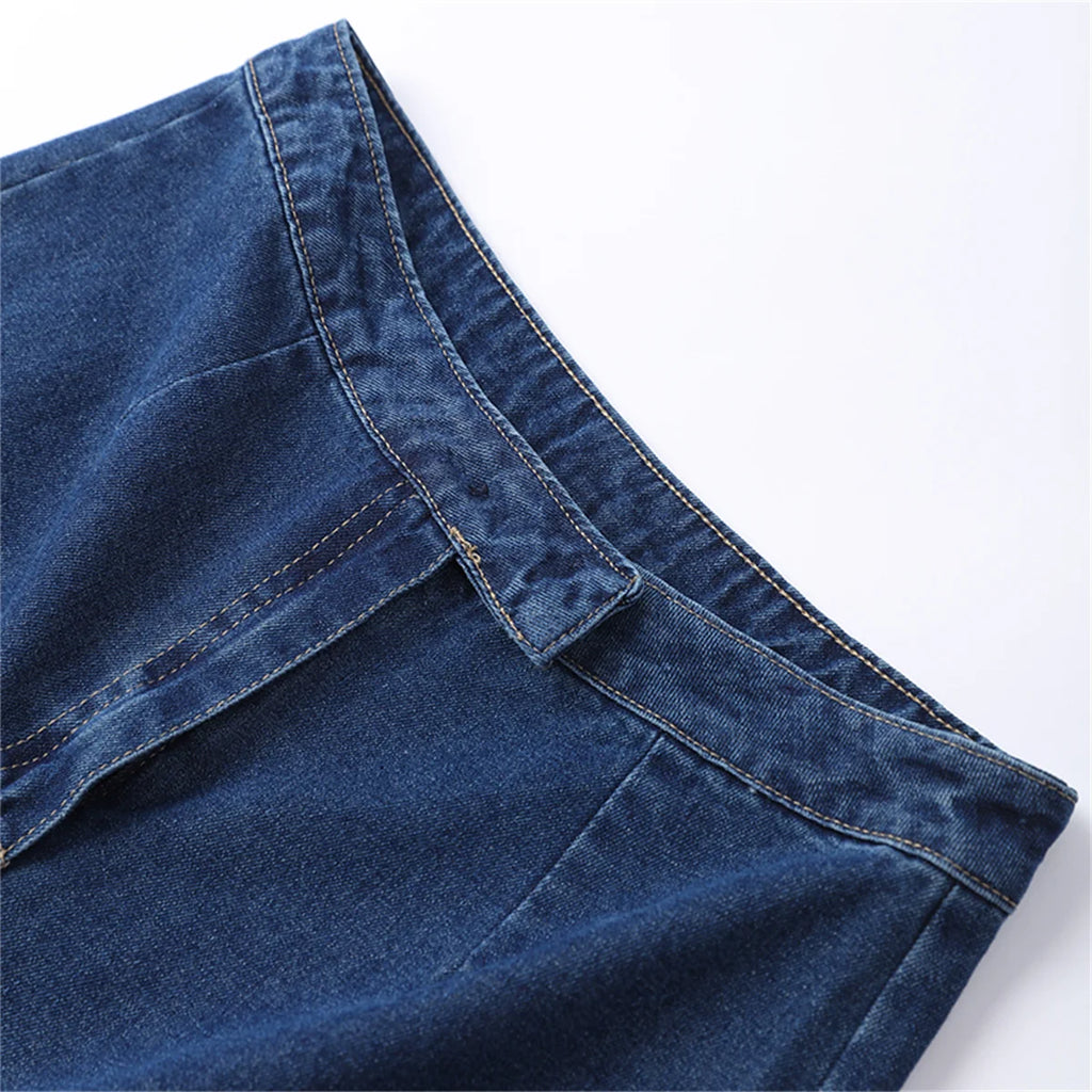 Summer Women's Denim Shorts Sleeveless High Waist Wide Leg Shorts A-Line Hot Pants Lady Jeans Bottoms Shorts Casual Style Jeans