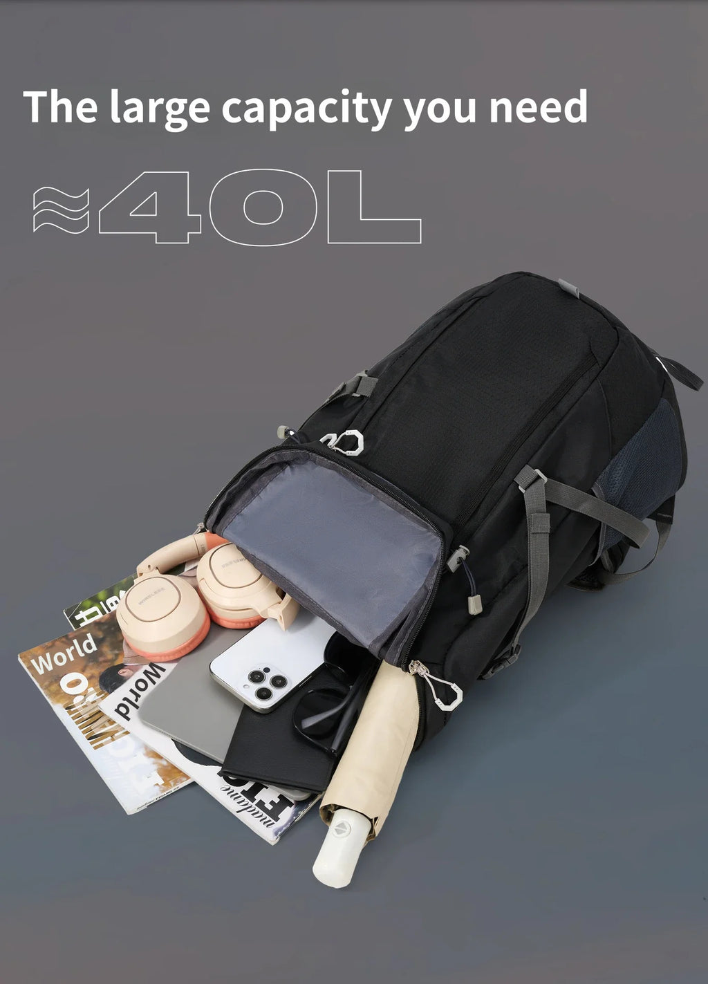 40L Hiking Backpack Men Women Outdoor Camping Rucksack Lightweight Waterproof Travel Bag Mountaineering Trekking Daypack