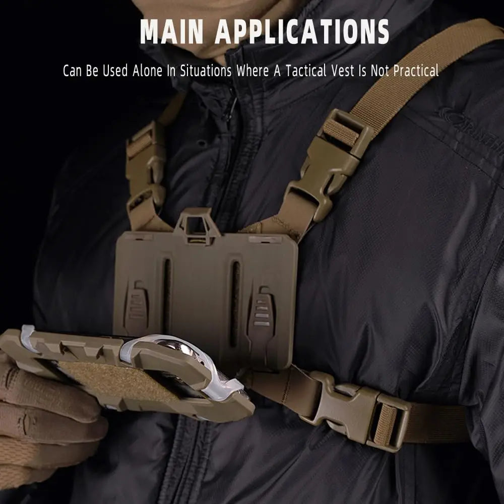 Tactical Admin Phone Platform Molle Cell Phone Holder Carrier Phone Mount with H Harness Strap Shoulder Harness for Screen Size