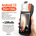 4G Android 13 Terminal Wireless Handheld POS Printers Built-in 58mm Thermal Receipt Printer Impressora Termica Bluetooth WiFi