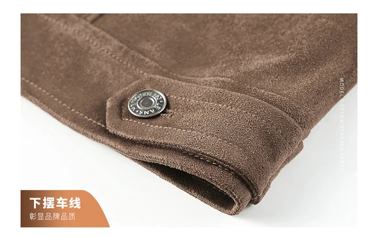 Spring and Autumn Men's Fashion Casual Slim-fit British Style Outdoor Sports Cargo Retro Suede Coat Youth All-match Cargo Jacket