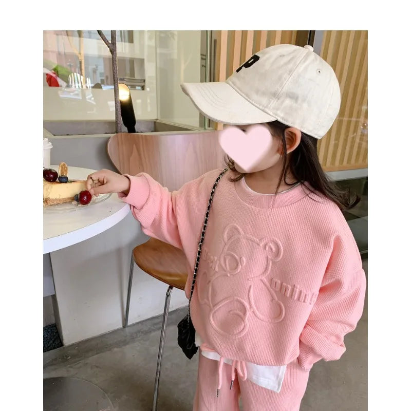2026 Spring Children's Spring Clothes Round Neck Long Sleeve Sweater Boys and Girls Trendy Baby Stylish Children's Clothing 2PCS