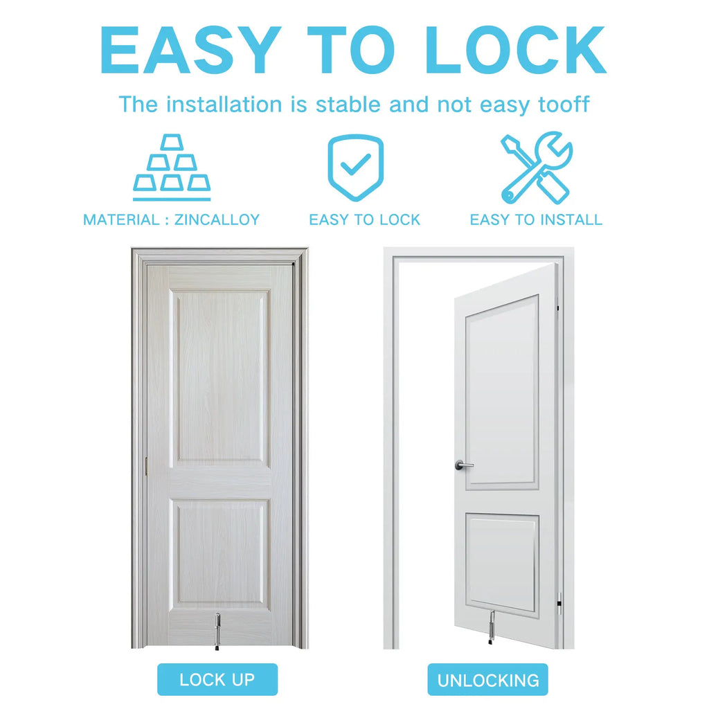 Spring Door Stopper Zinc Alloy Foot Kickdown Door Stop Sturdy Telescope Door Stopper Foot Pedal Door Lock Holder with Rubber