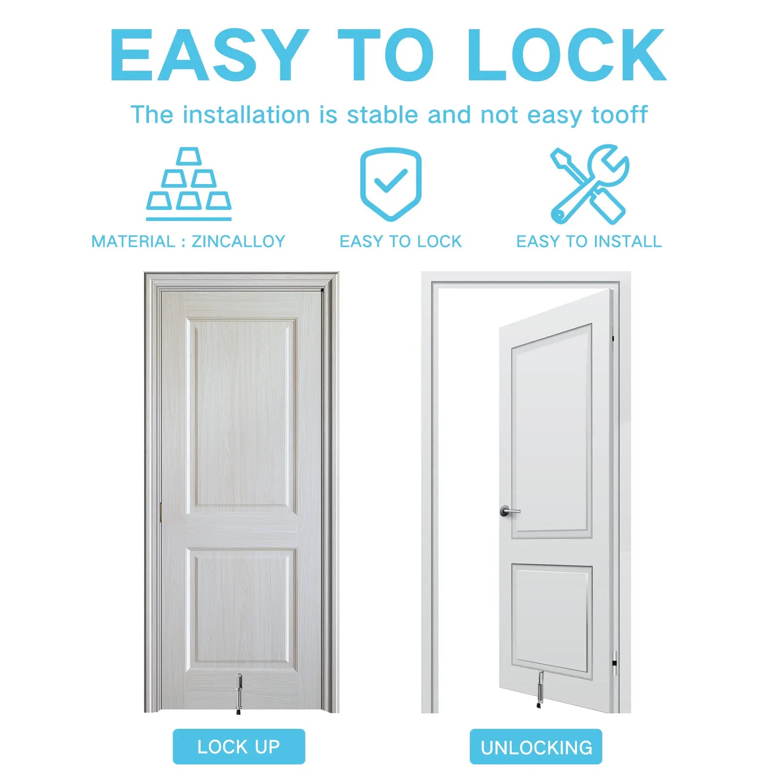 Spring Door Stopper Zinc Alloy Foot Kickdown Door Stop Sturdy Telescope Door Stopper Foot Pedal Door Lock Holder with Rubber