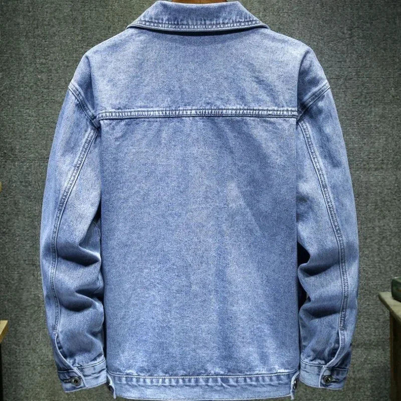 Denim Jackets Man Autumn Cargo Jeans Coat for Men Black Low Price Clothing of Fabric on Board Elatic Designer Korean Style G