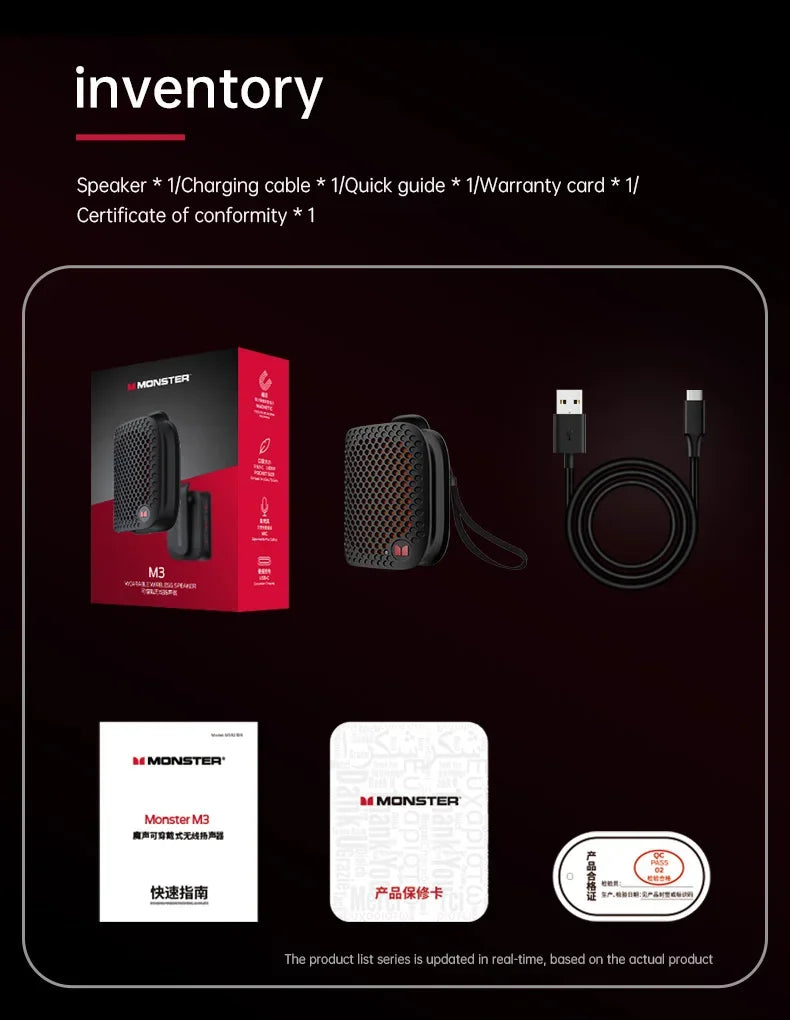 Mini Outdoor Speaker M3 TWS Stereoscopic Wireless Touch Speaker Lightweight Bluetooth 5.4 Magnetic Clip Sports Music Player