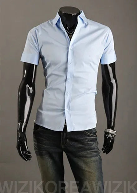 16 Colors Summer Polyester Men Solid Casual Business Shirts Men's Korean Version Slim Fit Short Sleeve Shirt 2023 New