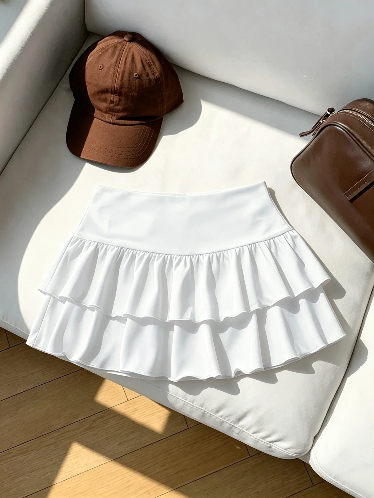 Women High Waist Ruffle Layered Mini Skirt Double Layer Tiered Short Skirt Y2K Sexy Sweet Casual Vacation Party Basic Skirt