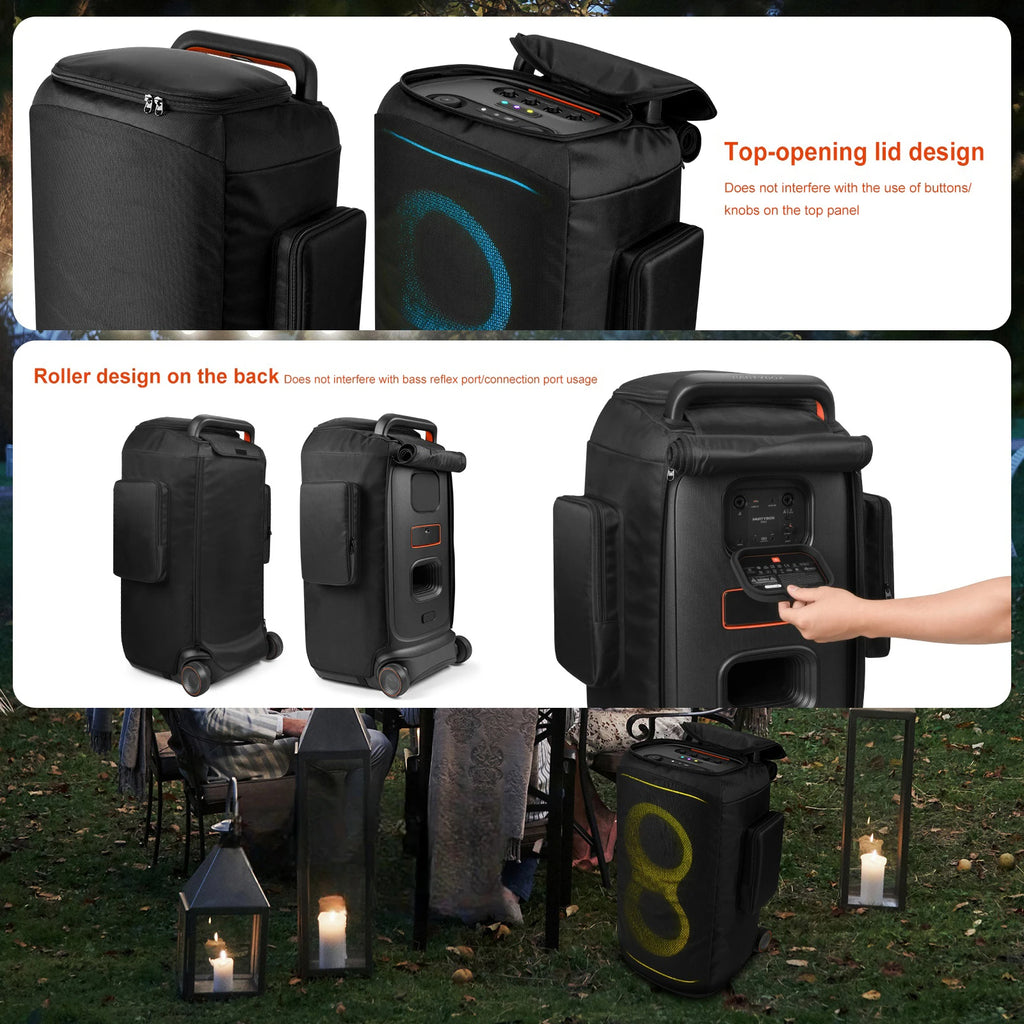 For JBL PartyBox 520 Party Speaker Dust Cover with Storage Pocket Mesh Speaker Protective Cover Wear Resist Speaker Accessories
