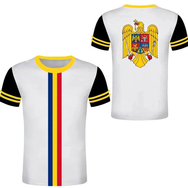 Romania Football Jersey Romanian Eagle Coat Of Arms T Shirt Rumania Flag Emblem Soccer Club T-shirt Men's Tops Women Tee Shirts