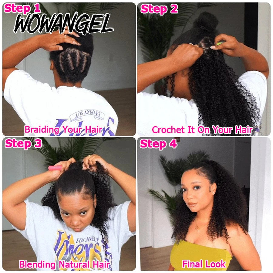 Afro Kinky Curly Crochet Braiding Human Hair Tight Curly Pre-Separated Knotless Feather Crochet Human Hair Extensions With Loop