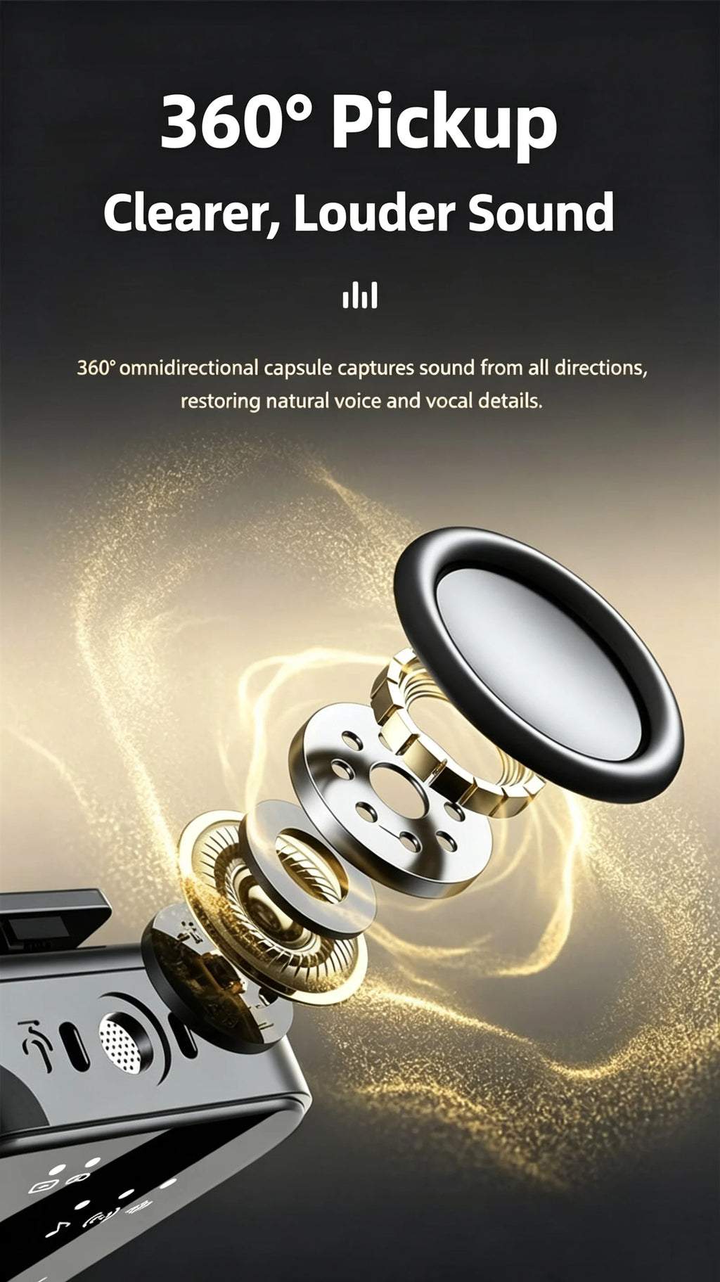 KEBIDUMEI 3IN1 Wireless Lavalier Microphone Handheld Microphone Video Recording Noise Reduction Mic for Living Broadcast Gaming