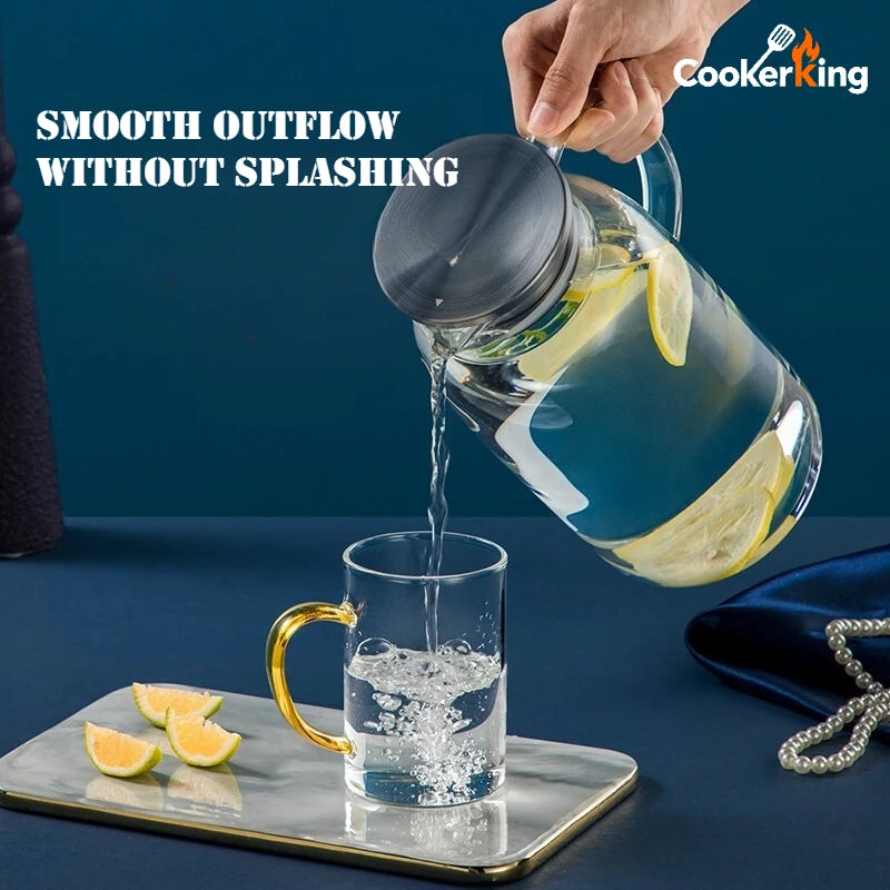 COOKER KING 1.8/2.5L Glass Water Kettle High Borosilicate Glass Large Capacity Teapot High Temperature Resistance Office Use