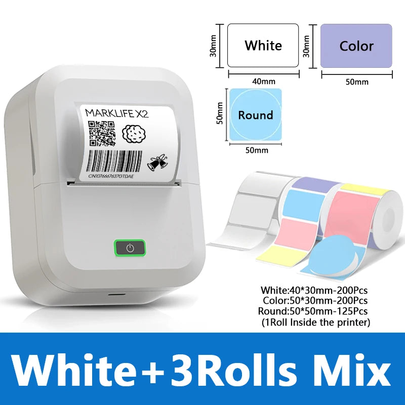 Marklife X2 Mini Thermal Portable Printer Adhesive Label Printer Wireless Bluetooth Similar as B21 B1 Labeling Machine Inkless