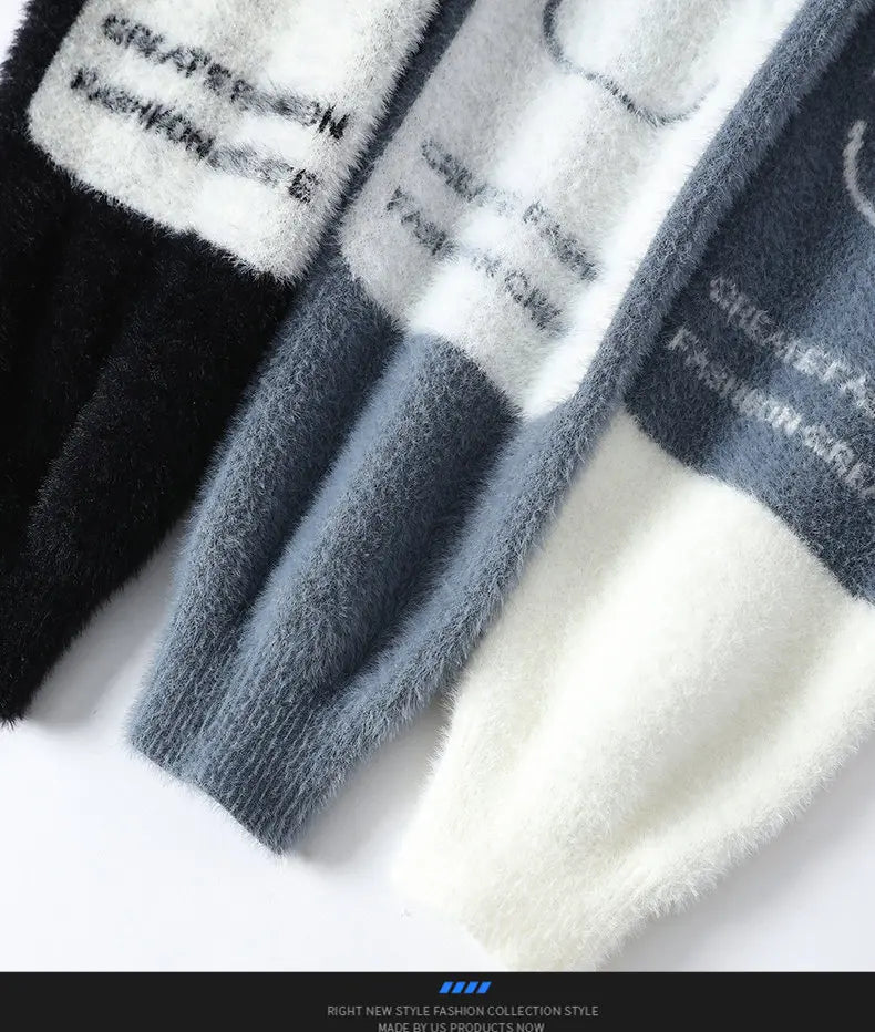 Men's Kintted Long Sleeved Sweater Men Solid Color Sweater Autumn/winter Soft Warm Comfortable Tops Thick Warm Wool Pullovers