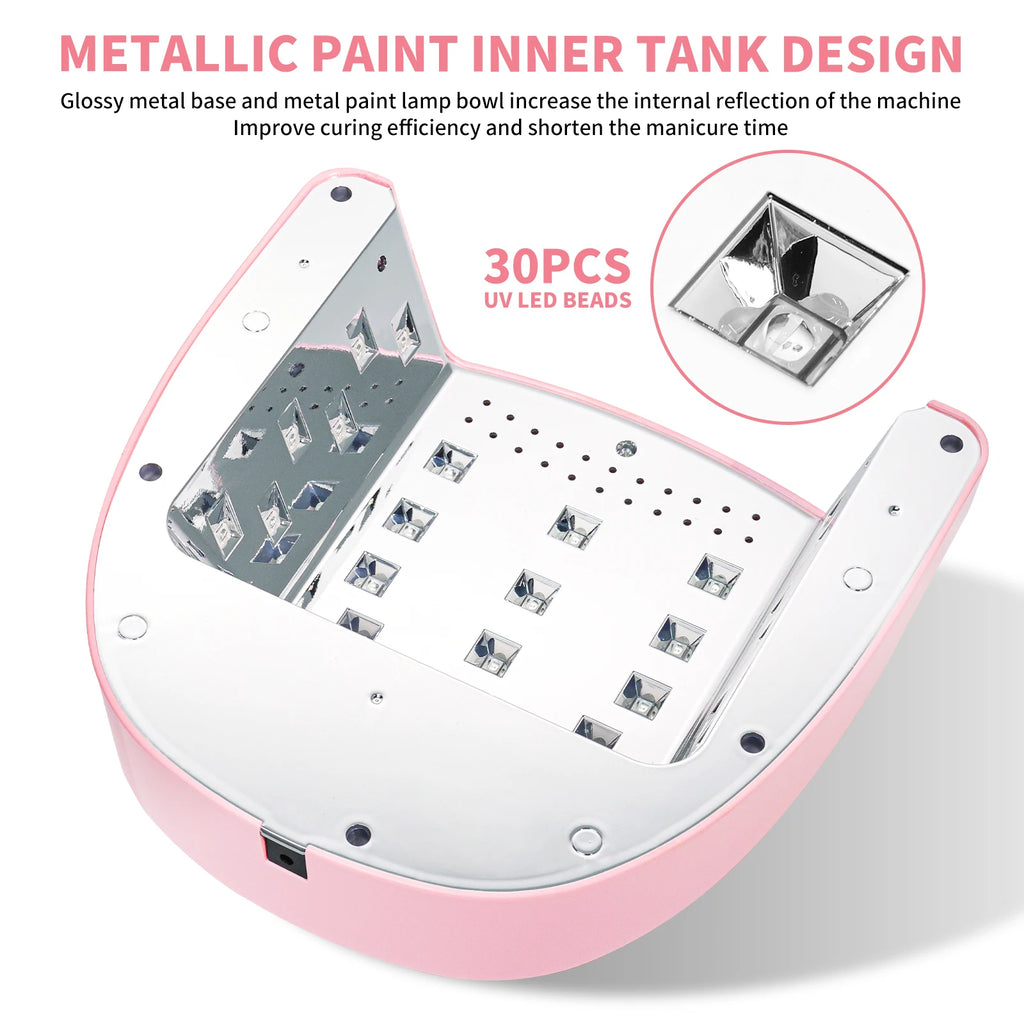 Professional UV LED Nail Lamp Rechargeable 30 LED Nail Dryer Suitable for All Gel Nail Polish Curing Lamps Manicure Salon Tools