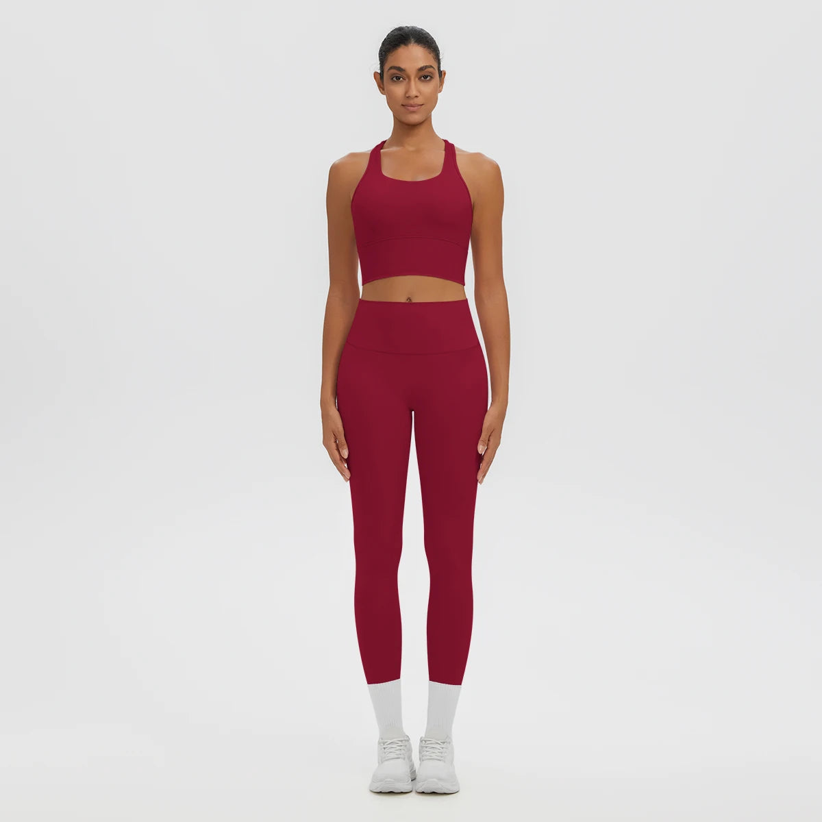 2PCS Women's Sports Pants Yoga Set Sexy Backless I-shaped Vest with Chest Pad Shock-absorbing Running Yoga Tank Top Yoga Pants