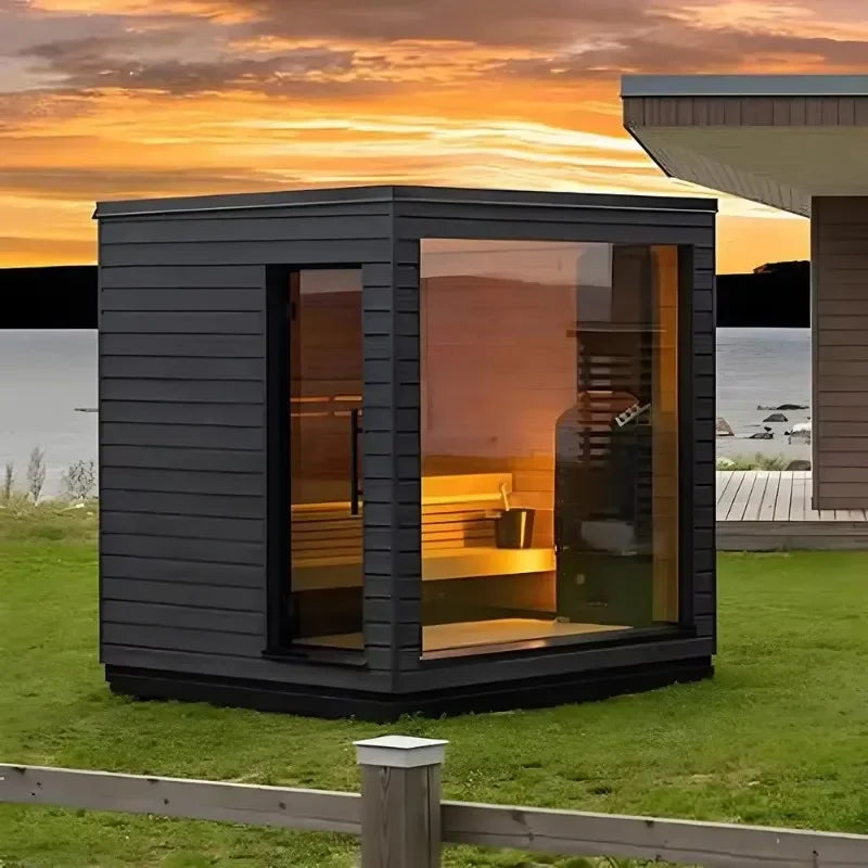 Traditional Outdoor Steam Sauna Room Customizable Size with Sauna Stove & Stones for Home