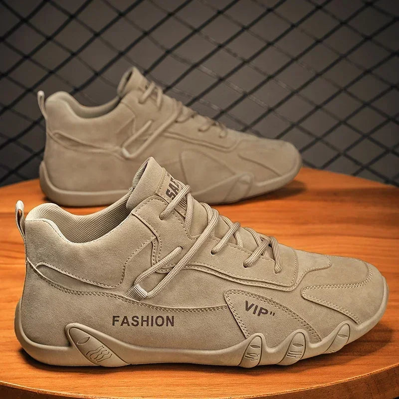 Waterproof Sneakers Lace Up Leather Casual Sneakers for Men Casual Motorcycle Shoes Waterproof Leather Ankle Boots for Men