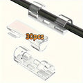 30 Transparent Adhesive Cable Clips, Durable Plastic Wire Organizer, Power Cord Management, Desktop Bottom Wall Fixing