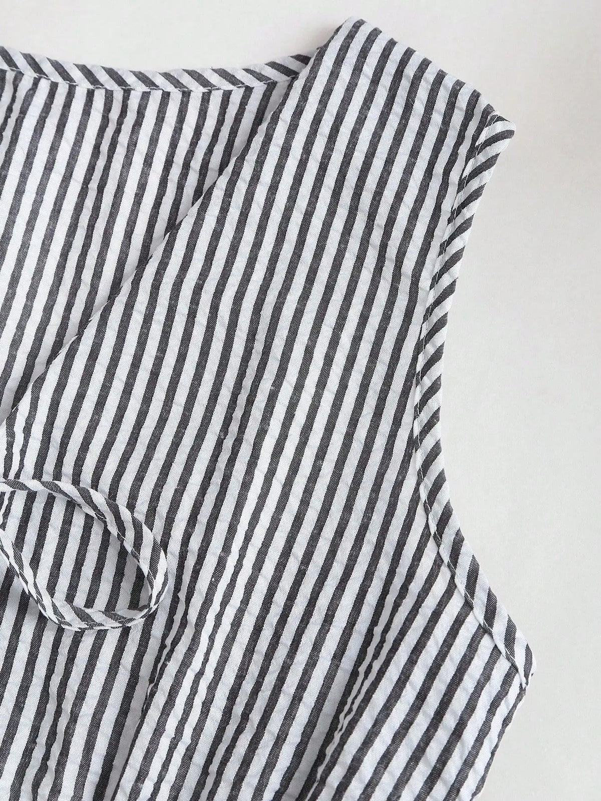 Striped New Two Piece Set Summer V Neck Lace Up Sleeveless Blouse High Waist Wide Leg Pants Sets  Casual Solid Women Sets