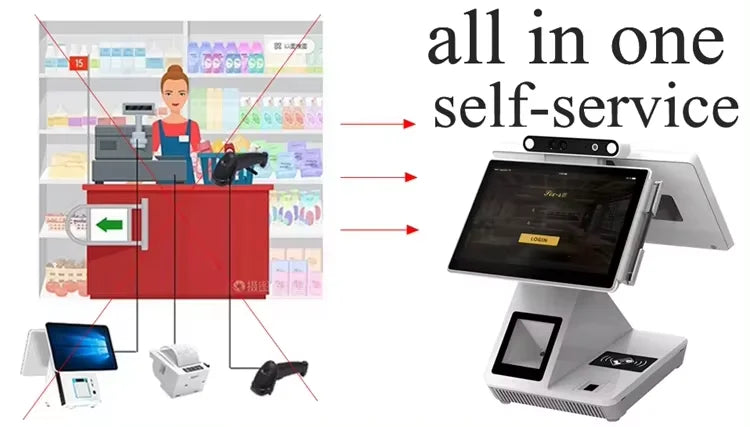 13.3 15.6 Inch Supermarket Restaurant Smart Pos Billing Machine With Printer Cashier Register Touch Screen