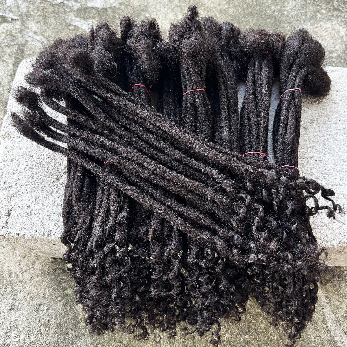 8-14inch 0.6cm Width Human Hair Dreadlock Extension with Curly Ends Handmade Permanent Locks Extension Can Be Dyed for Men/Women