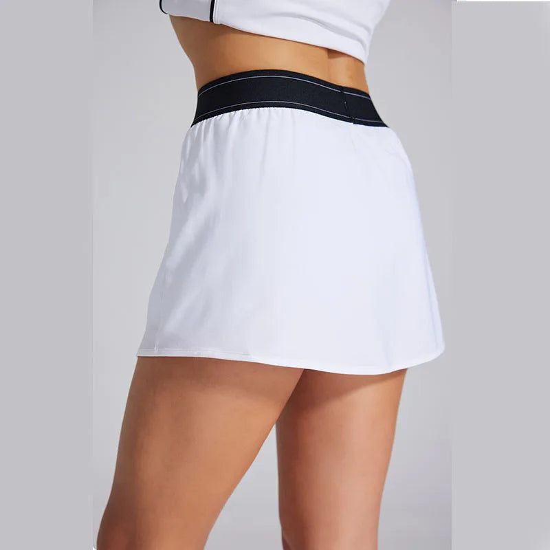 Women's Two Piece Sports Short Skirt Tennis Skirt High Waist Golf Skirt Running Yoga Skirt With Pockets Elegant Dresses