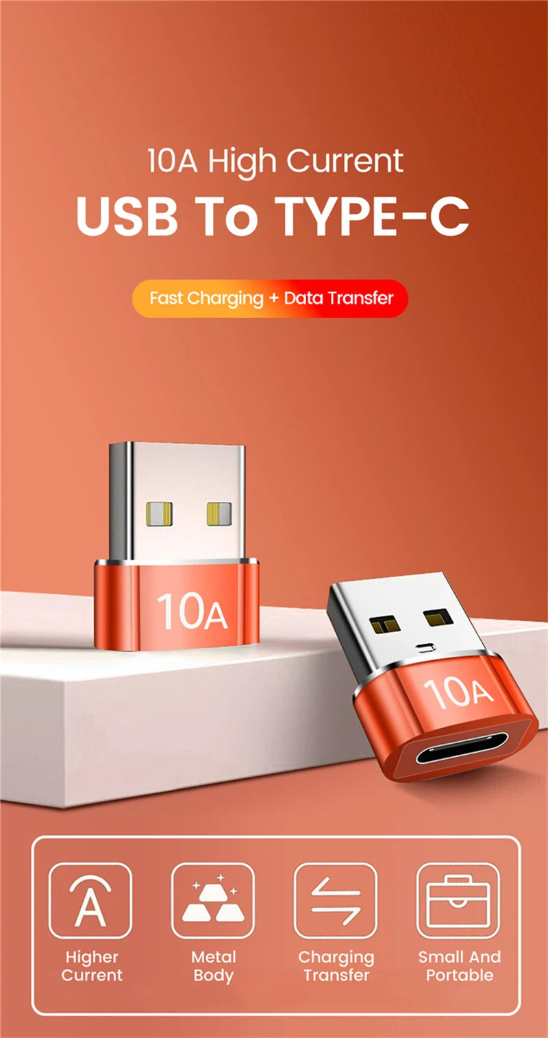 6pcs 10A OTG USB 3.0 To Type C Adapter USB Female To Type c Male Fast Charging Converter USB to Type C OTG For Xiaomi Laptop PC