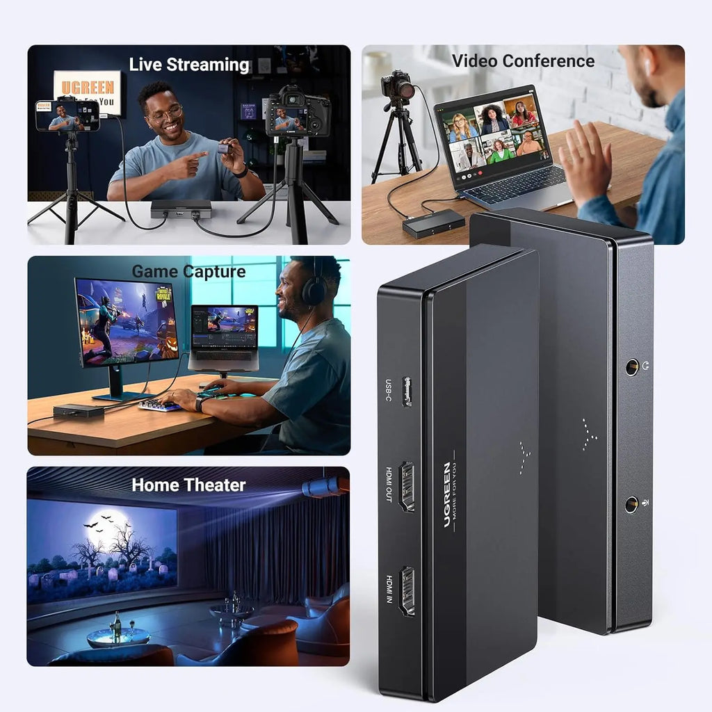 UGREEN 4K Video Capture Card, Full HD 1080P 60FPS USB/Type-C 3.0 HD-MI Video Capture Device With Ultra-Low Latency for Streaming