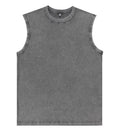 100% Cotton Men's Summer T Vintage Washed Vest Male Tops Round Neck Loose Oversized Large Size Casual Basic Streetwear Vest