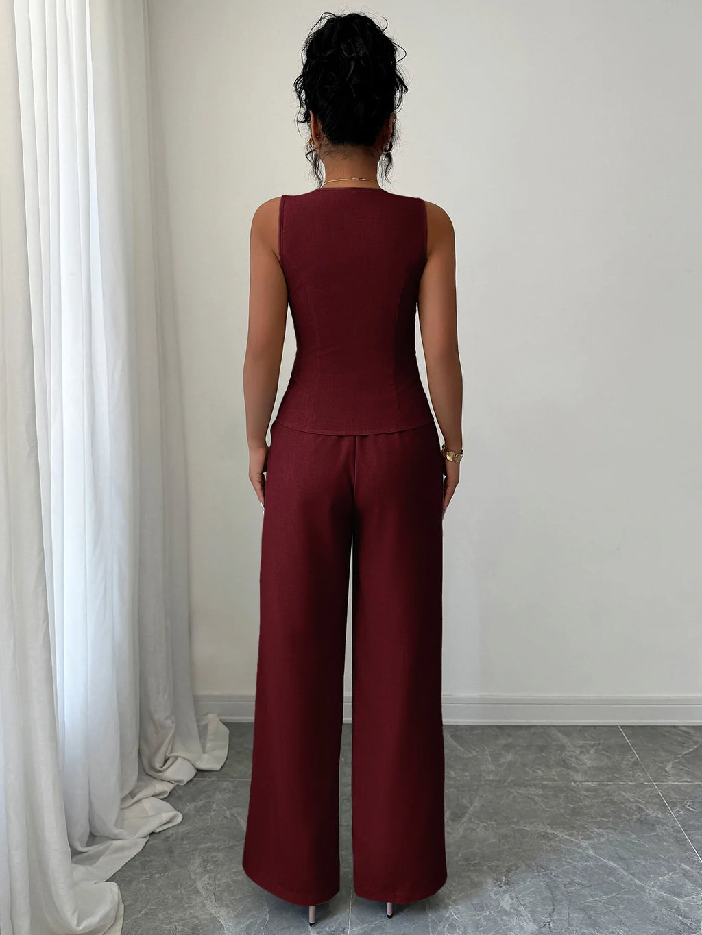 Elegant V-neck High-waisted Color-block Sleeveless Women's Suit For Spring/summer 2026 Dress Elegant Lace Maxi Beach