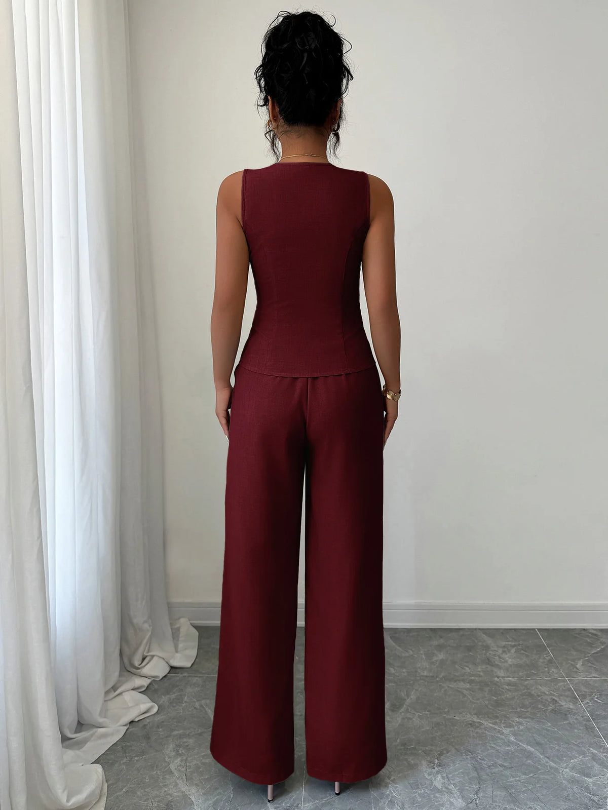 Elegant V-neck High-waisted Color-block Sleeveless Women's Suit For Spring/summer 2026 Dress Elegant Lace Maxi Beach