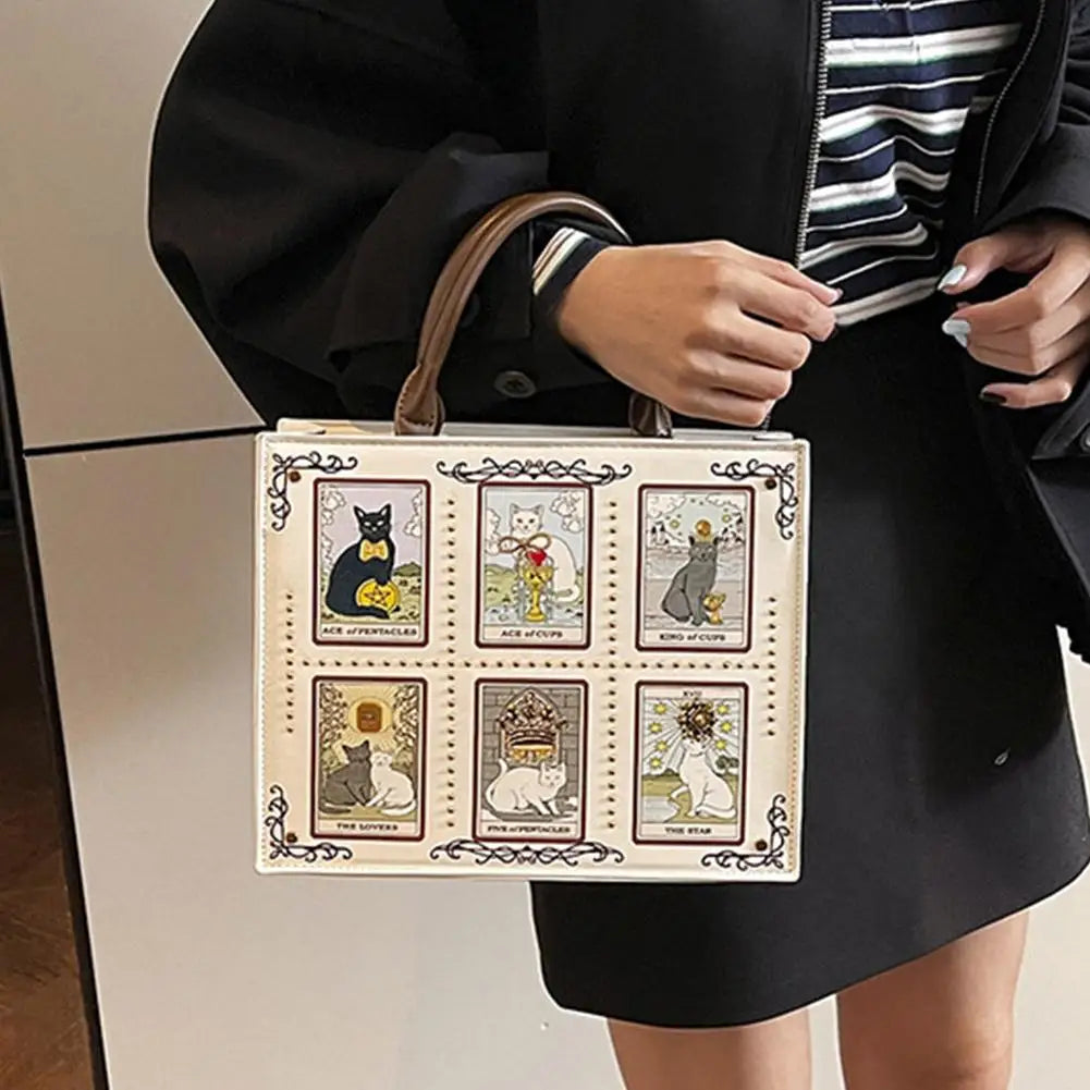 High-end Fashion Summer New Handbag With Delicate Embroidery Cat Printing Multi-layer Storage Woman Tote Bag For Dating & Daily
